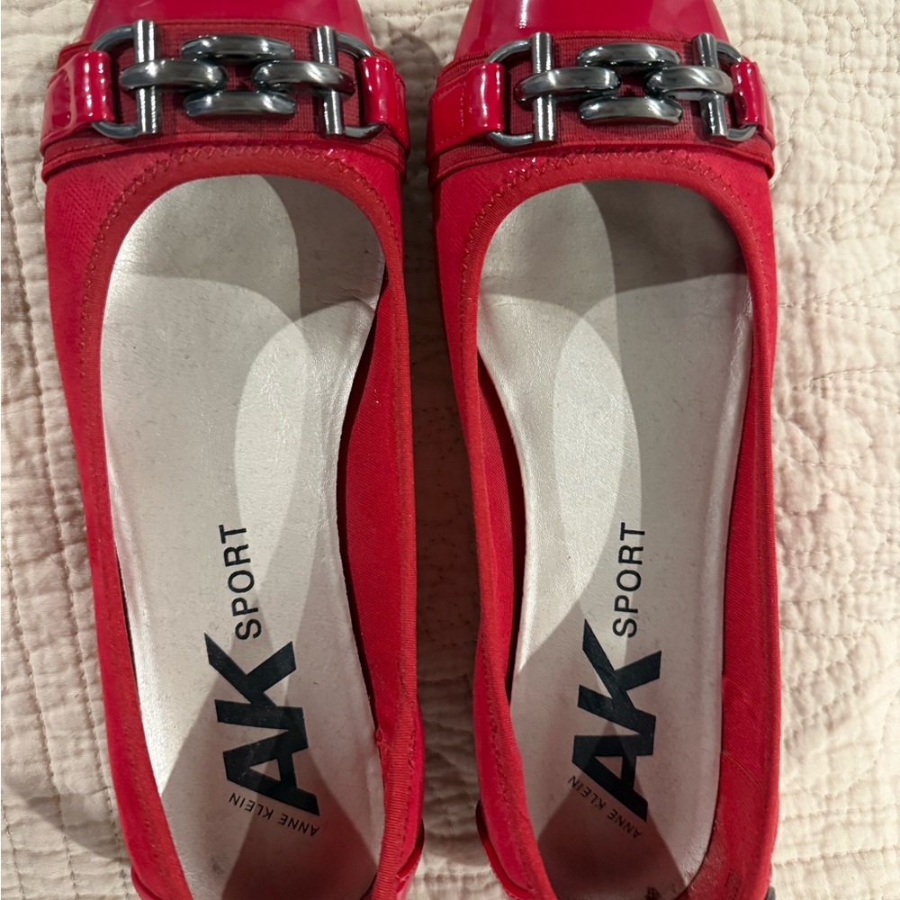 Anne Klein Red Ballet Flats